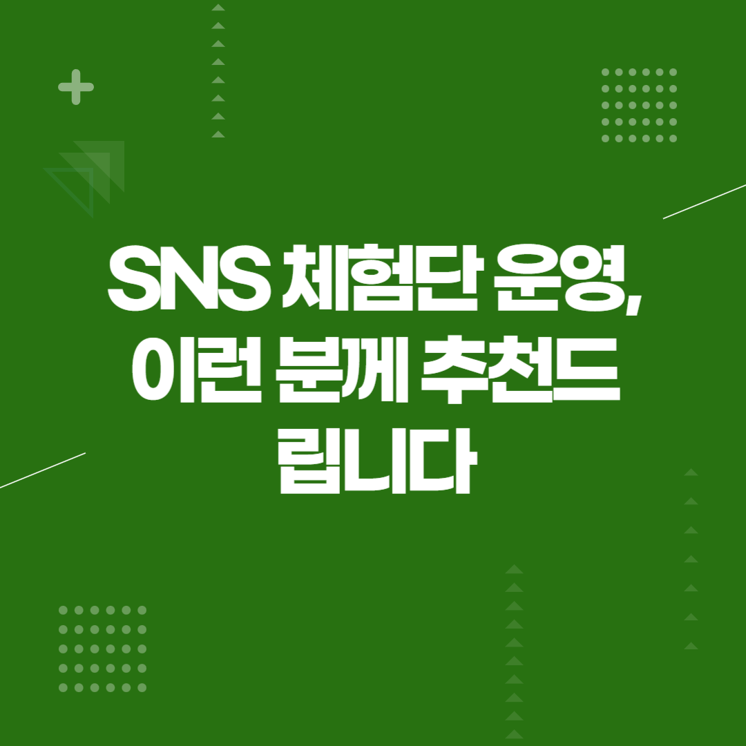 SNS 체험단 운영, 이런 분께 추천드립니다